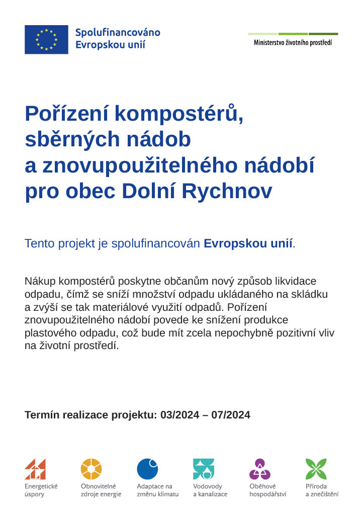 Pořízení kompostérů, sběrných nádob a znovupoužitelného nádobí pro obec Dolní Rychnov
