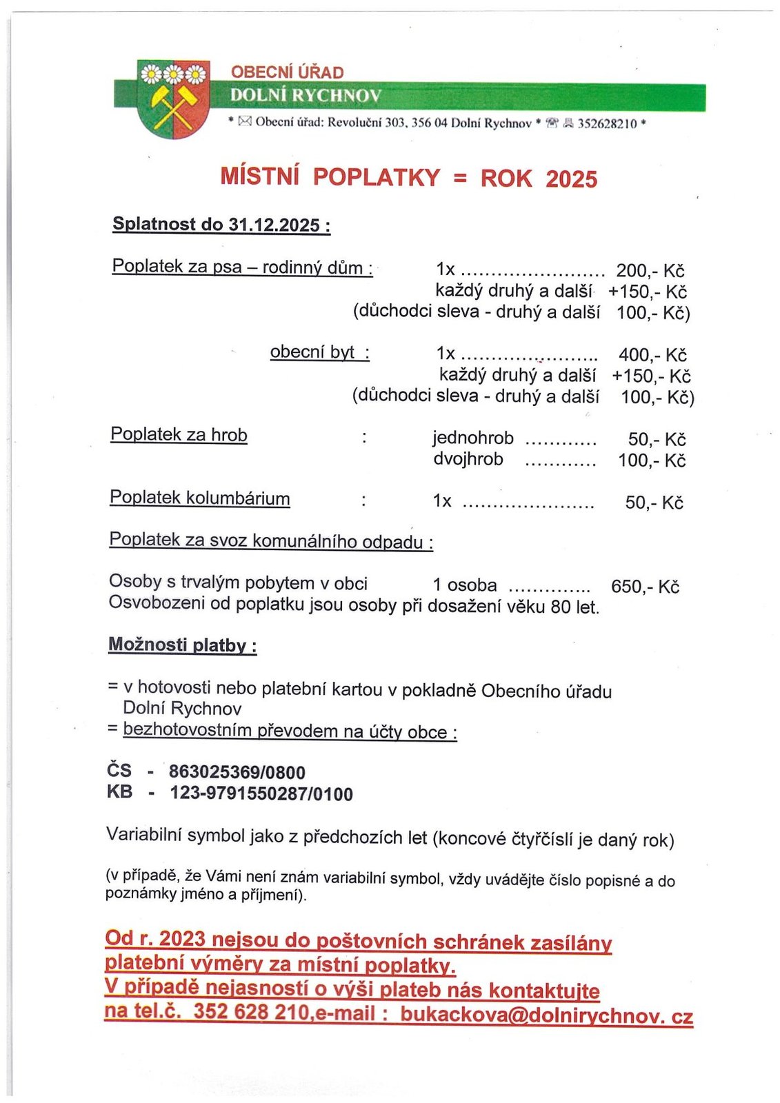 Místní poplatky 2025